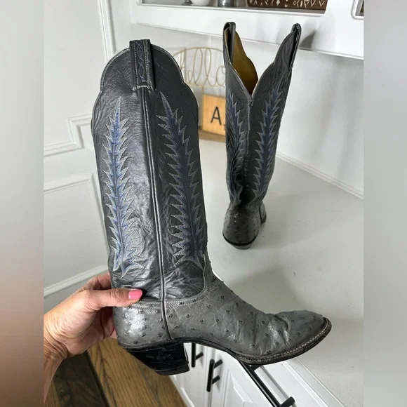 Tony Lama El Rey Ostrich Cowboy Boots Women’s 7C – Rare Vintage Western USA Made - Picture 6 of 9